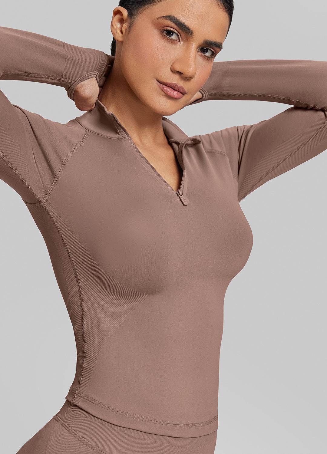 Ultrasculpt Longline Form-Fitting Seamless Thumb Hole Twil…