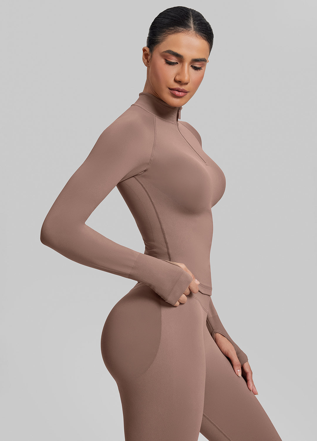 Ultrasculpt Longline Form-Fitting Seamless Thumb Hole Twil…