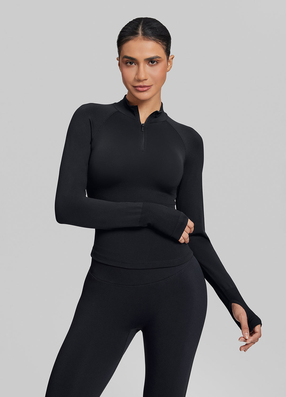 Ultrasculpt Longline Form-Fitting Seamless Thumb Hole Twil…