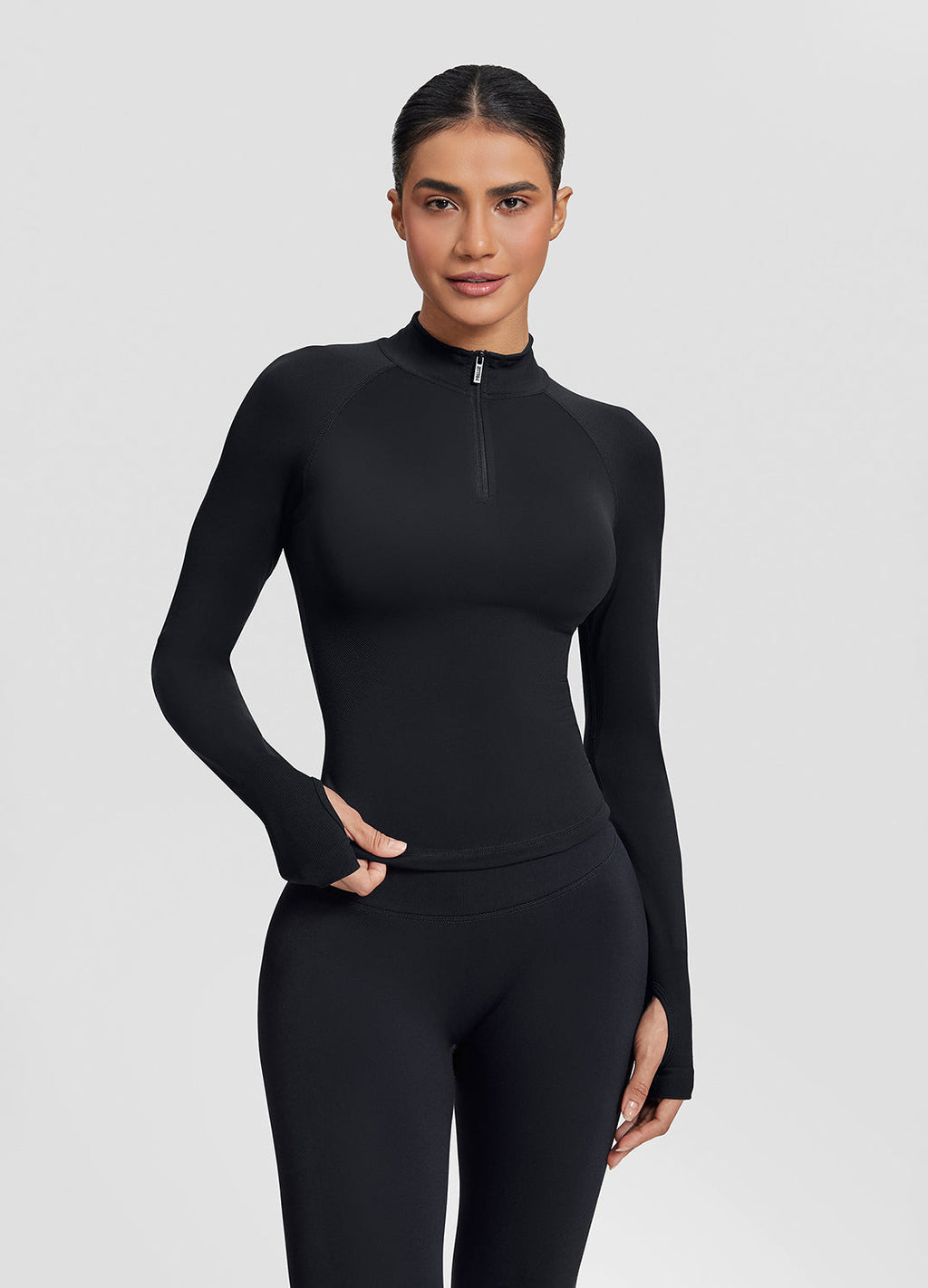 Ultrasculpt Longline Form-Fitting Seamless Thumb Hole Twil…