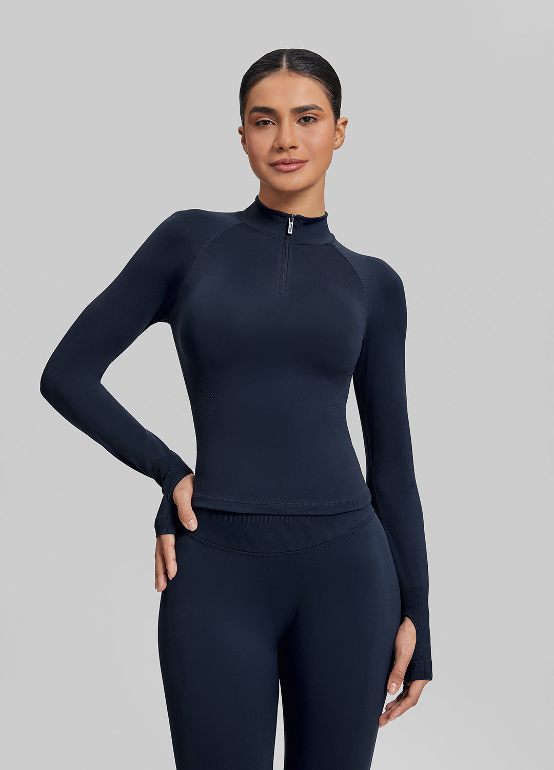Ultrasculpt Longline Form-Fitting Seamless Thumb Hole Twil…