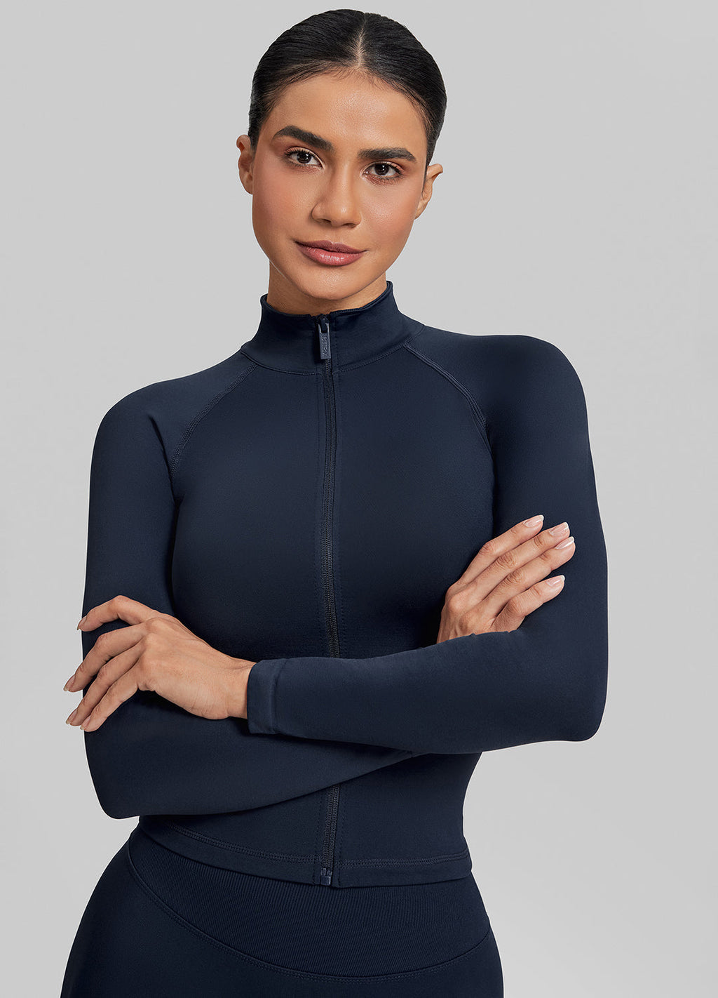 Ultrasculpt Longline Full Zipper Seamless Breathable Warm…