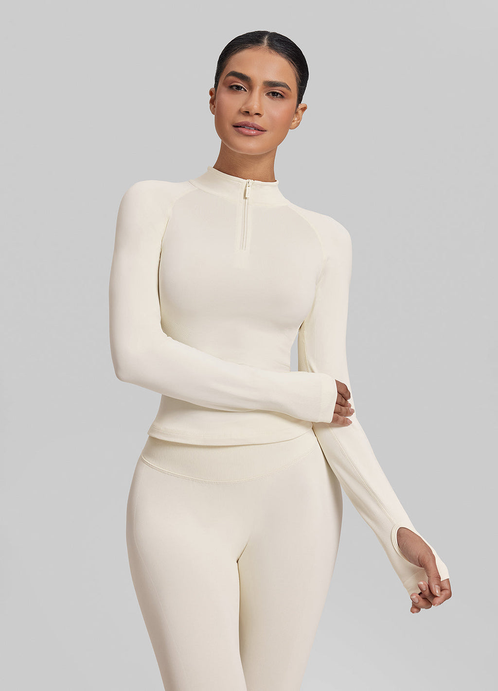Ultrasculpt Longline Form-Fitting Seamless Thumb Hole Twil…
