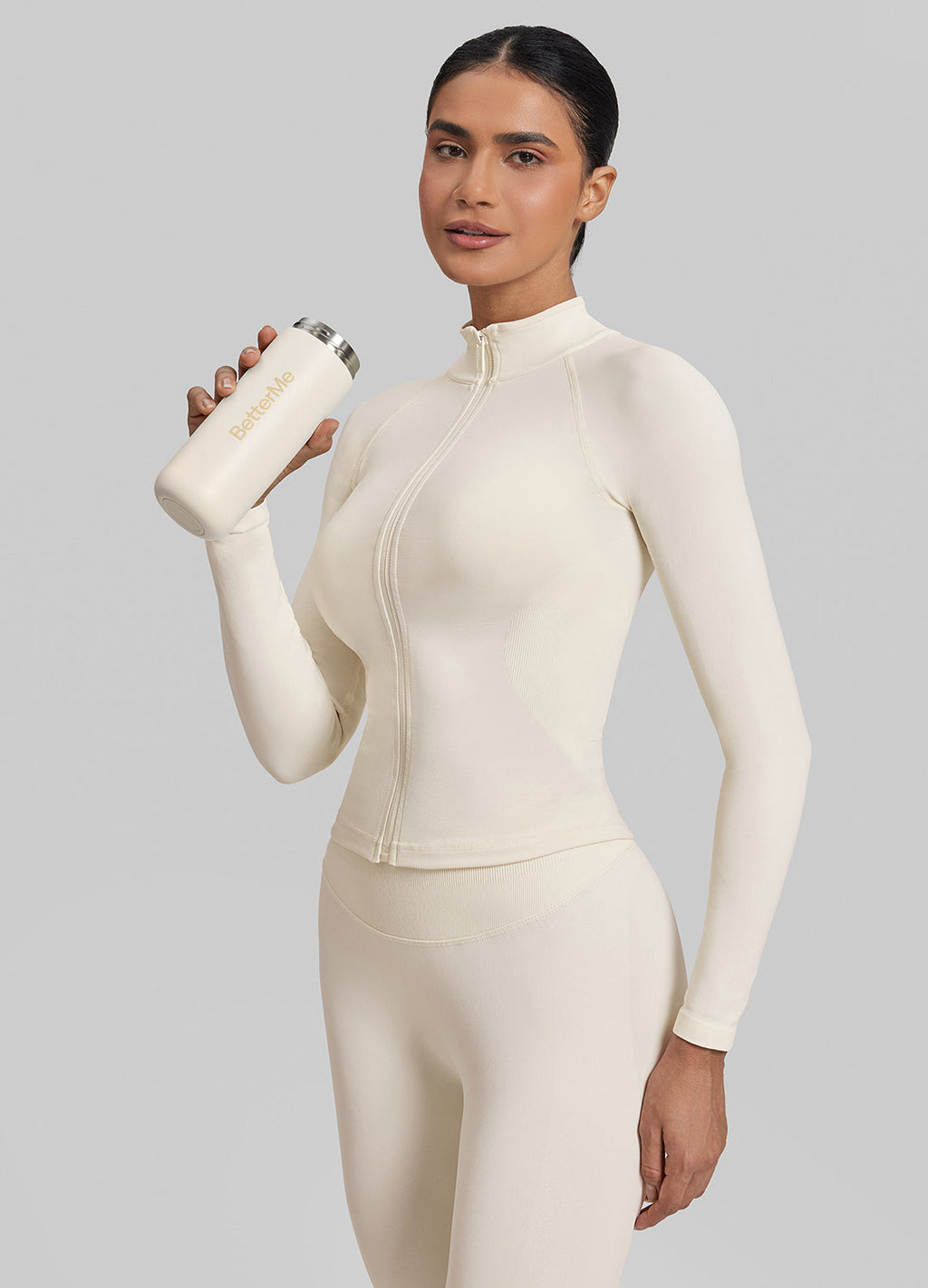 Ultrasculpt Longline Full Zipper Seamless Breathable Warm…
