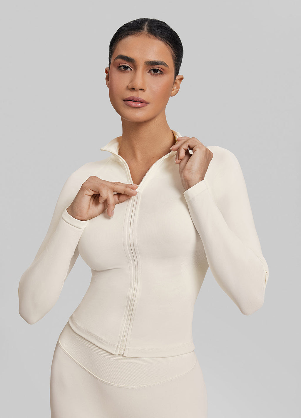 Ultrasculpt Longline Full Zipper Seamless Breathable Warm…