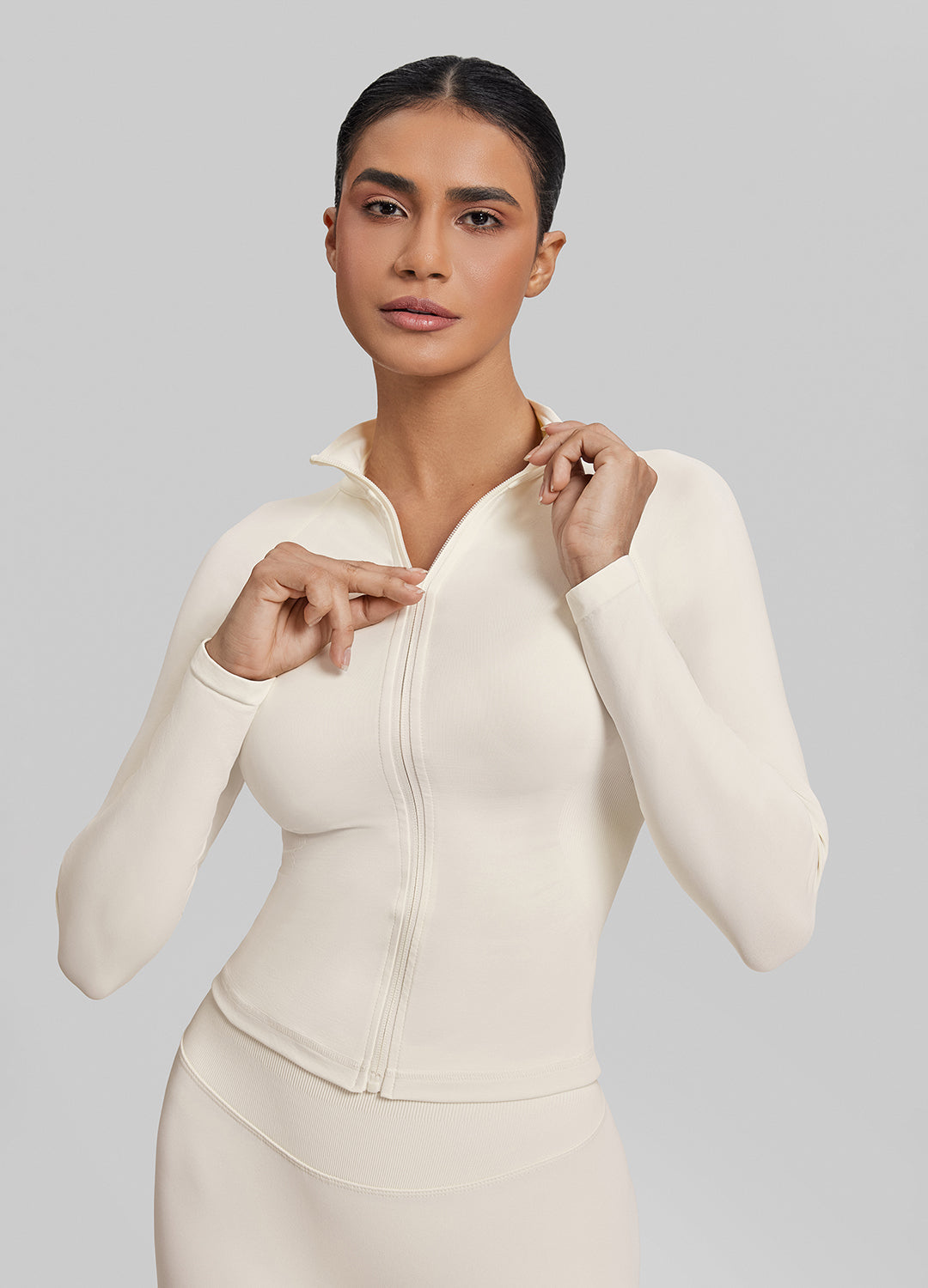 Ultrasculpt Longline Full Zipper Seamless Breathable Warm…