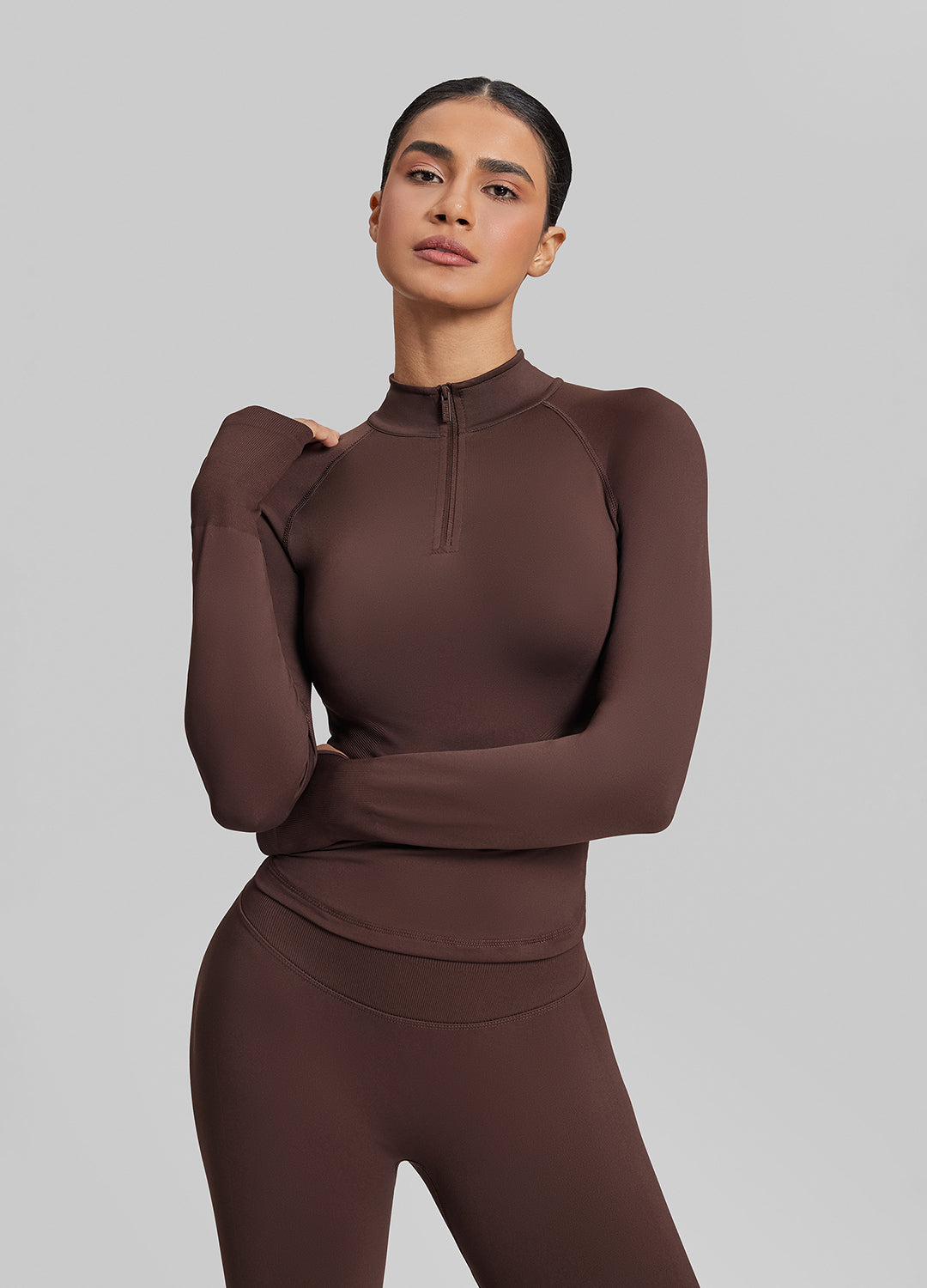 Ultrasculpt Longline Form-Fitting Seamless Thumb Hole Twil…