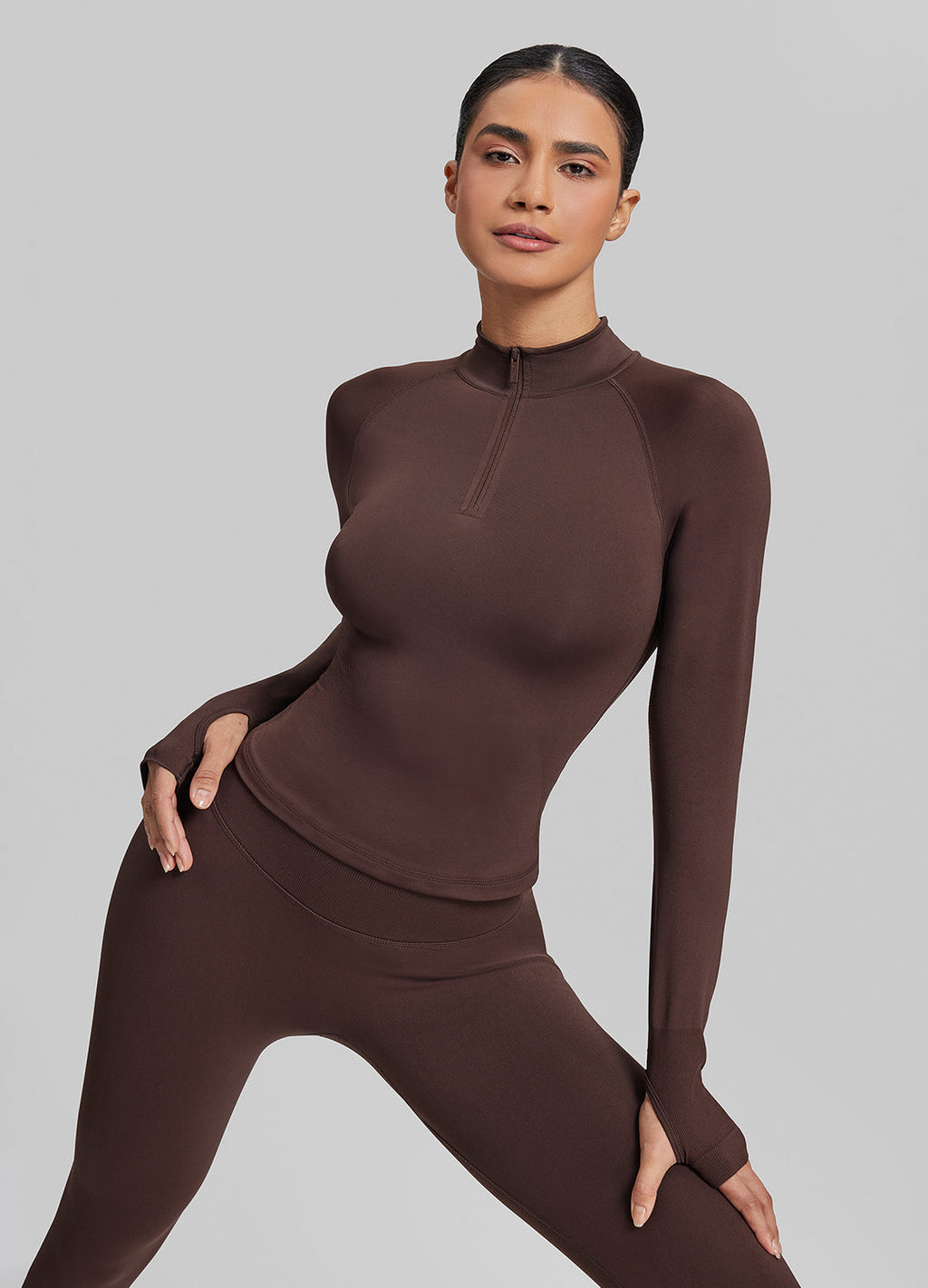 Ultrasculpt Longline Form-Fitting Seamless Thumb Hole Twil…
