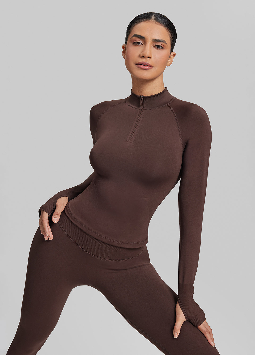 Ultrasculpt Longline Form-Fitting Seamless Thumb Hole Twil…