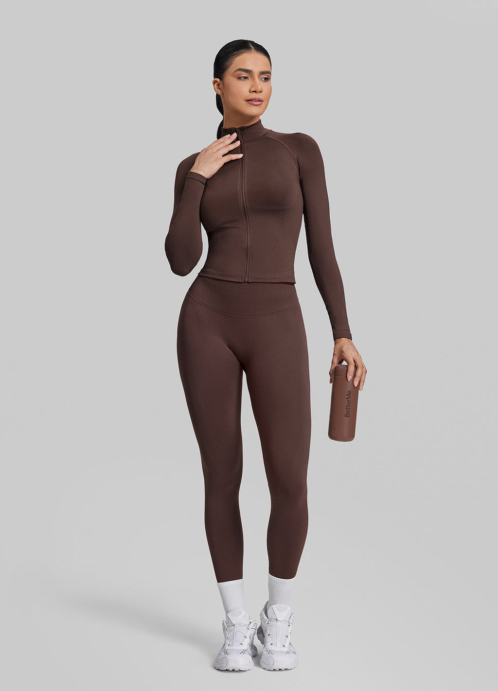 Ultrasculpt Longline Full Zipper Seamless Breathable Warm…