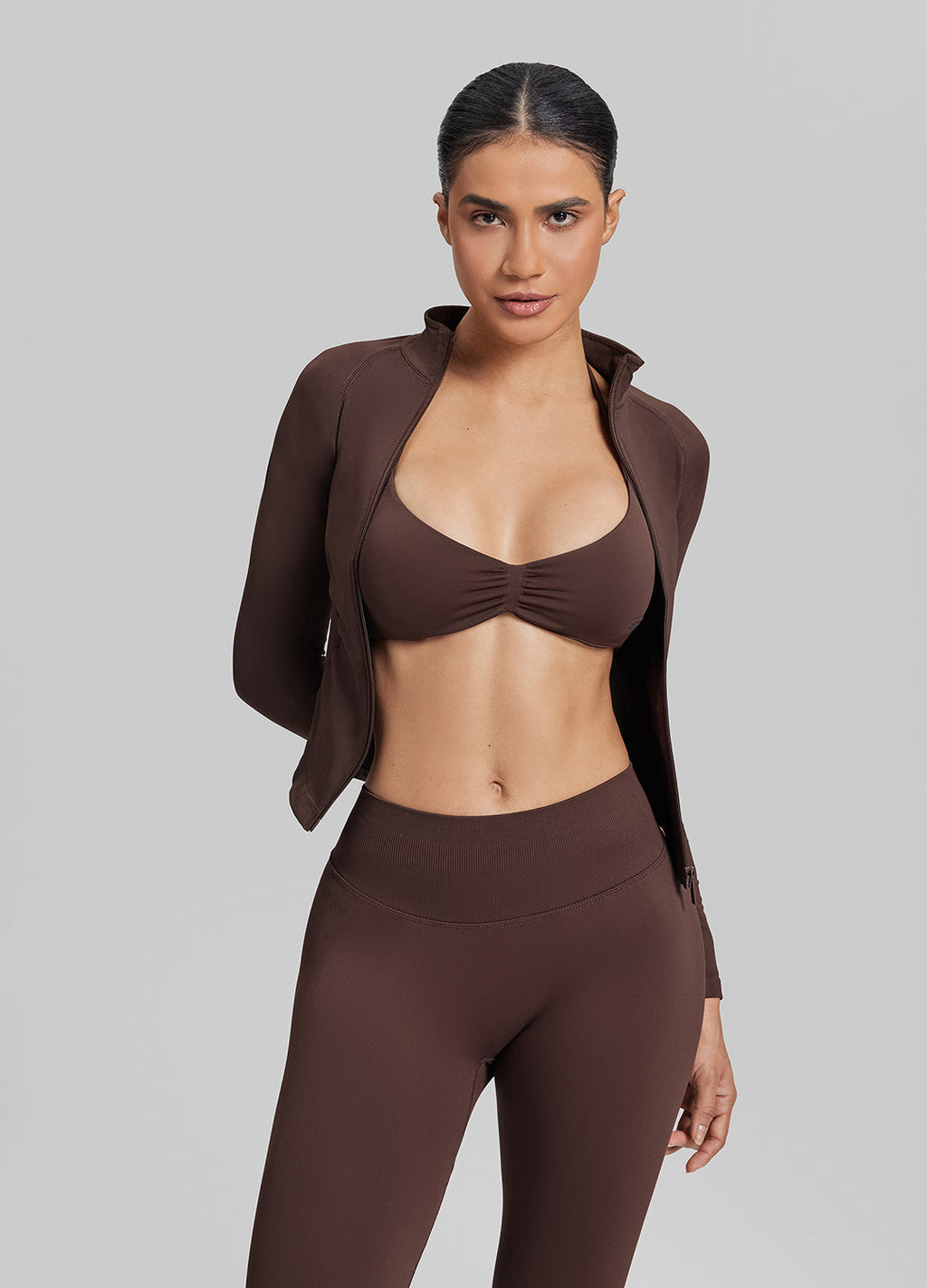 Ultrasculpt Longline Full Zipper Seamless Breathable Warm…