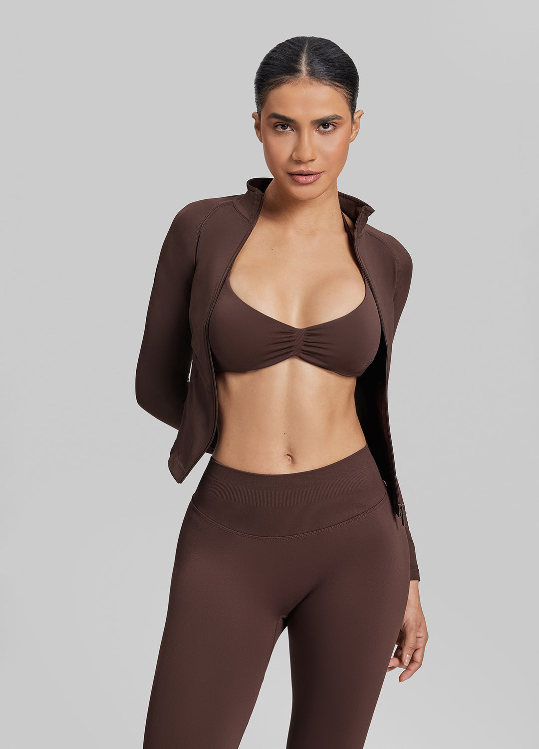 Ultrasculpt Longline Full Zipper Seamless Breathable Warm…