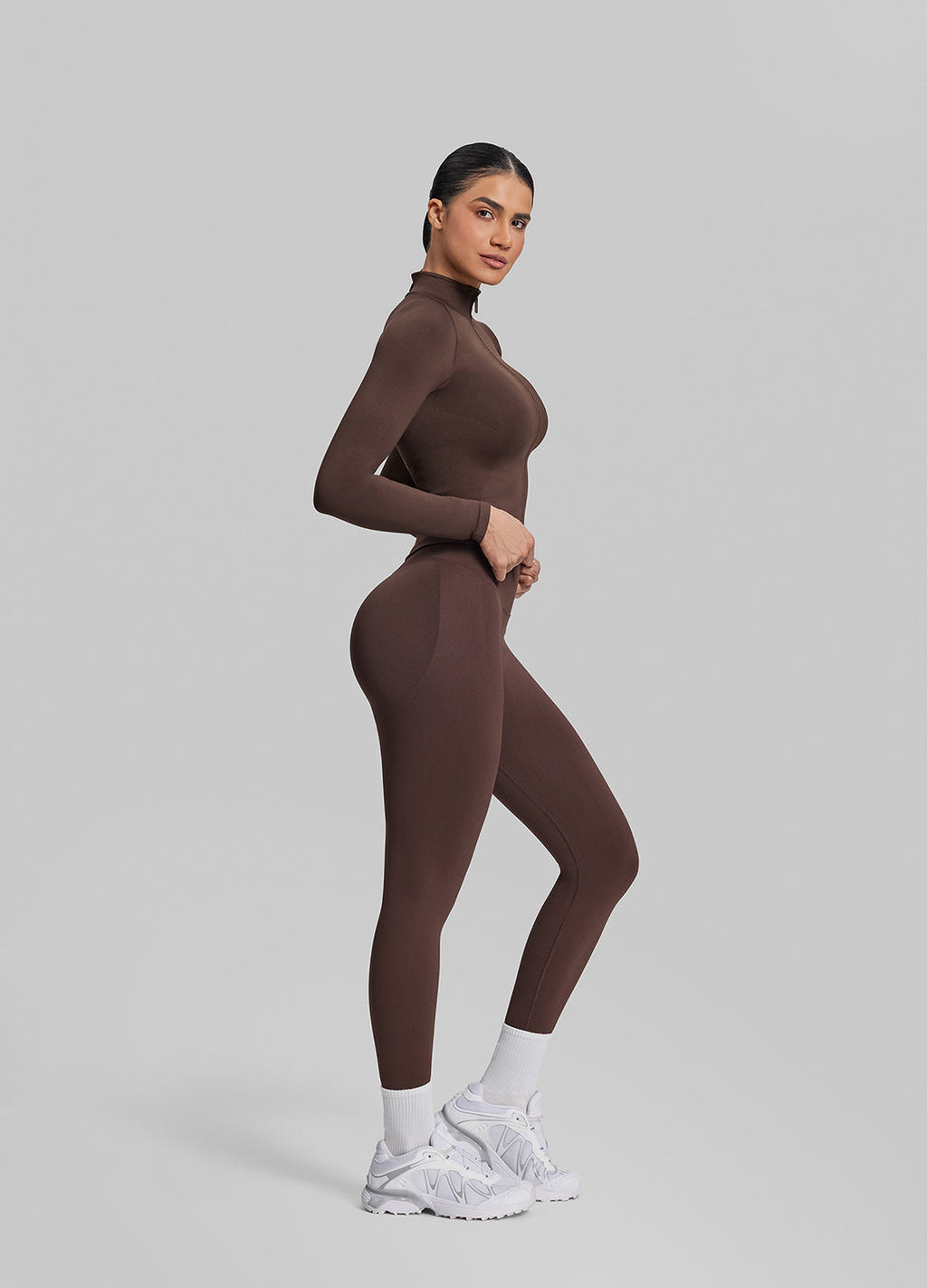 Ultrasculpt Longline Full Zipper Seamless Breathable Warm…