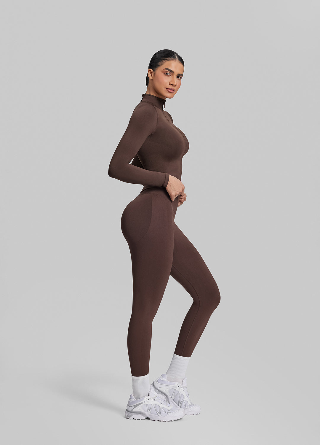 Ultrasculpt Longline Full Zipper Seamless Breathable Warm…