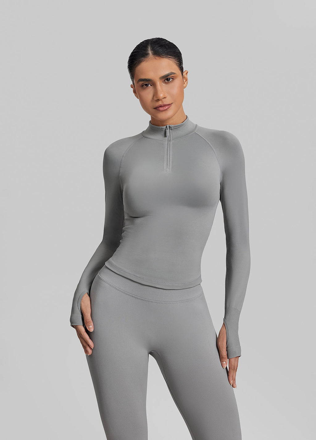 Ultrasculpt Longline Form-Fitting Seamless Thumb Hole Twil…