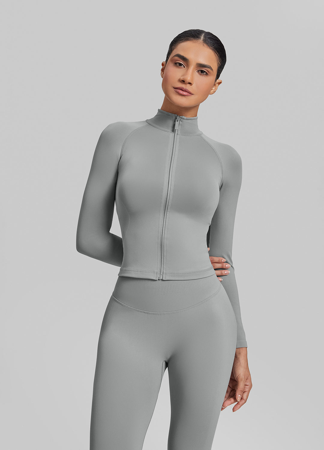 Ultrasculpt Longline Full Zipper Seamless Breathable Warm…