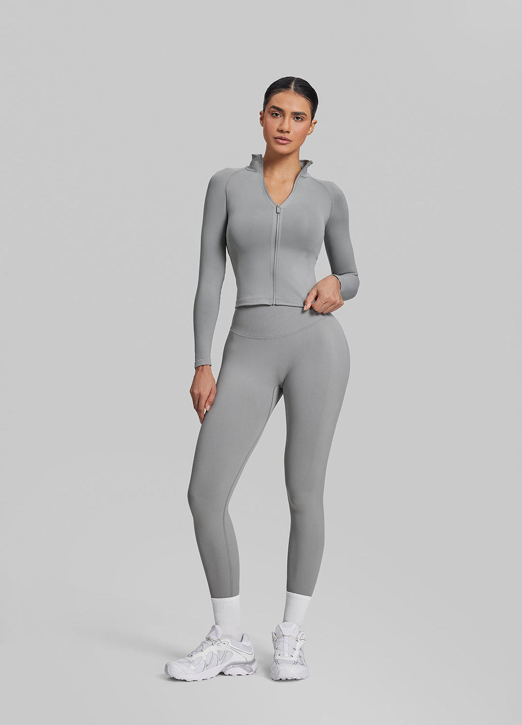 Ultrasculpt Longline Full Zipper Seamless Breathable Warm…