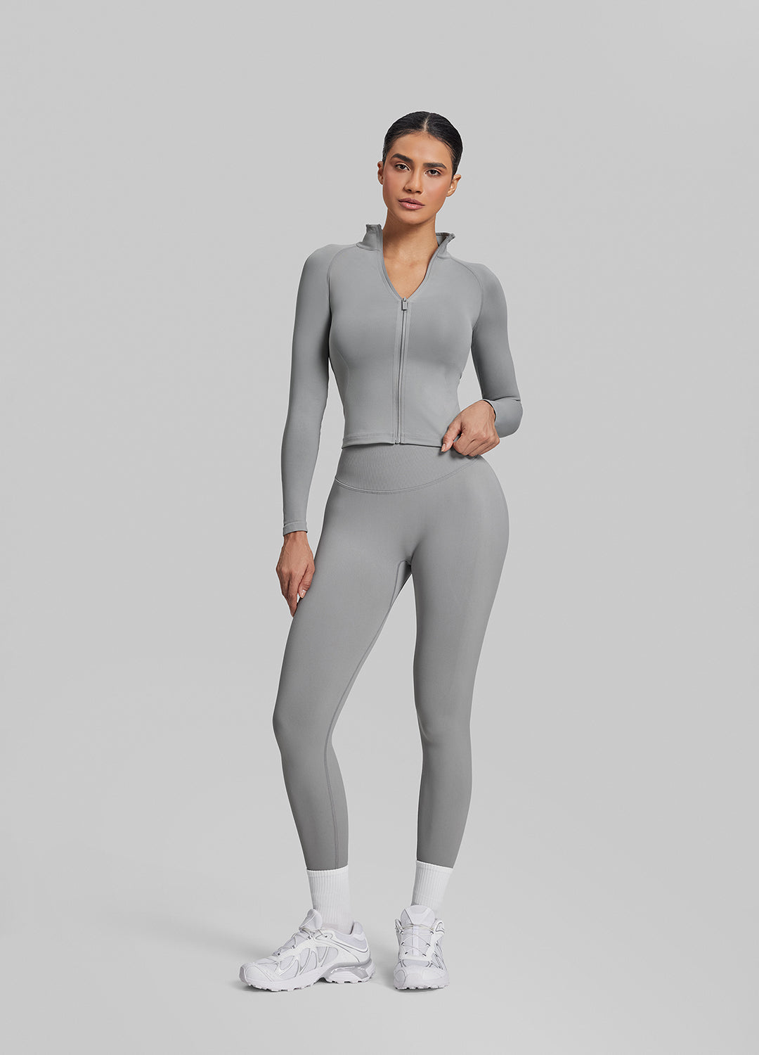 Ultrasculpt Longline Full Zipper Seamless Breathable Warm…