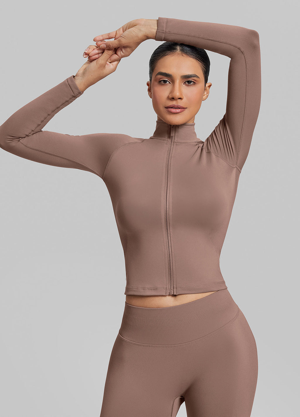 Ultrasculpt Longline Full Zipper Seamless Breathable Warm…