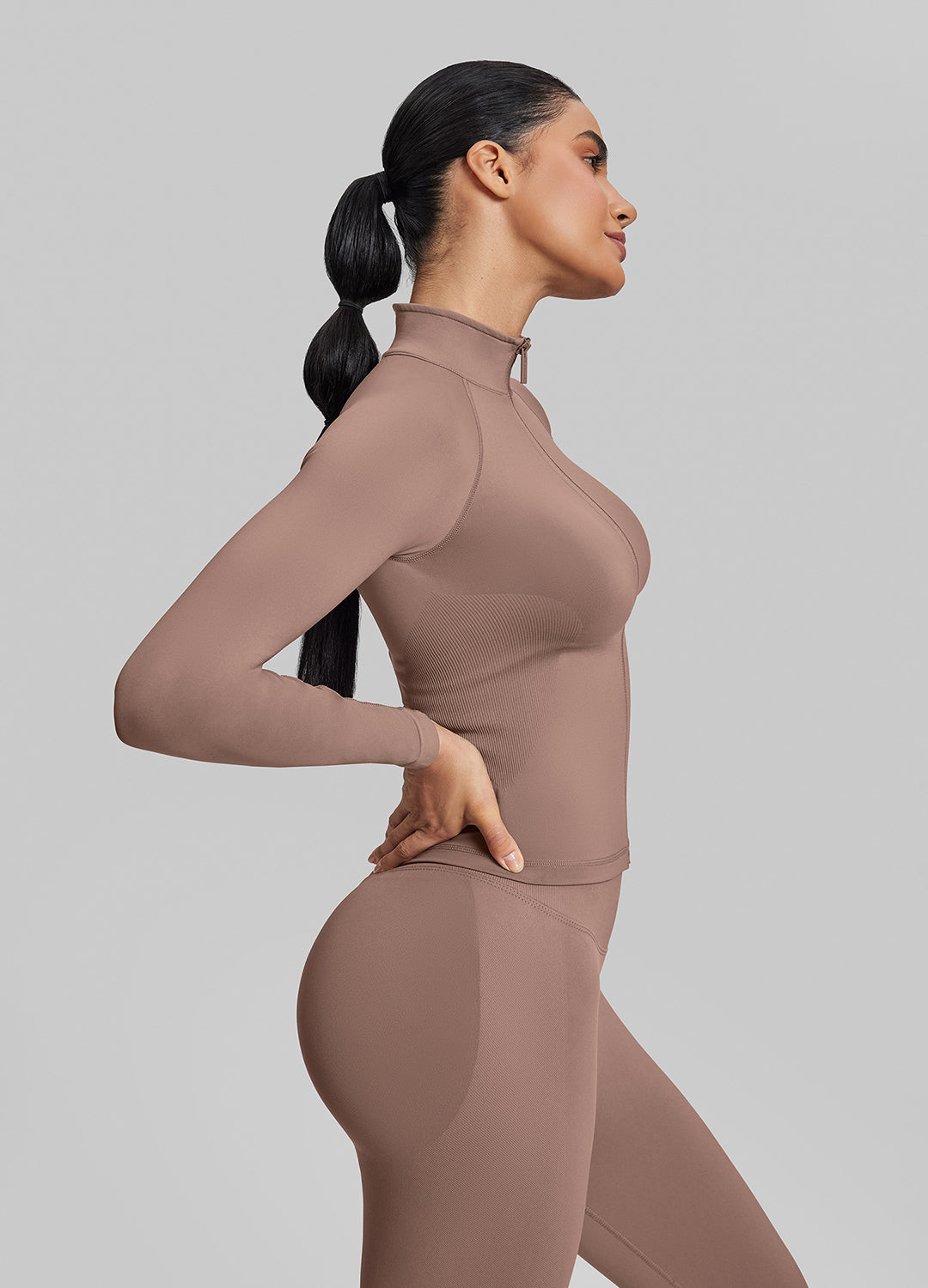 Ultrasculpt Longline Full Zipper Seamless Breathable Warm…