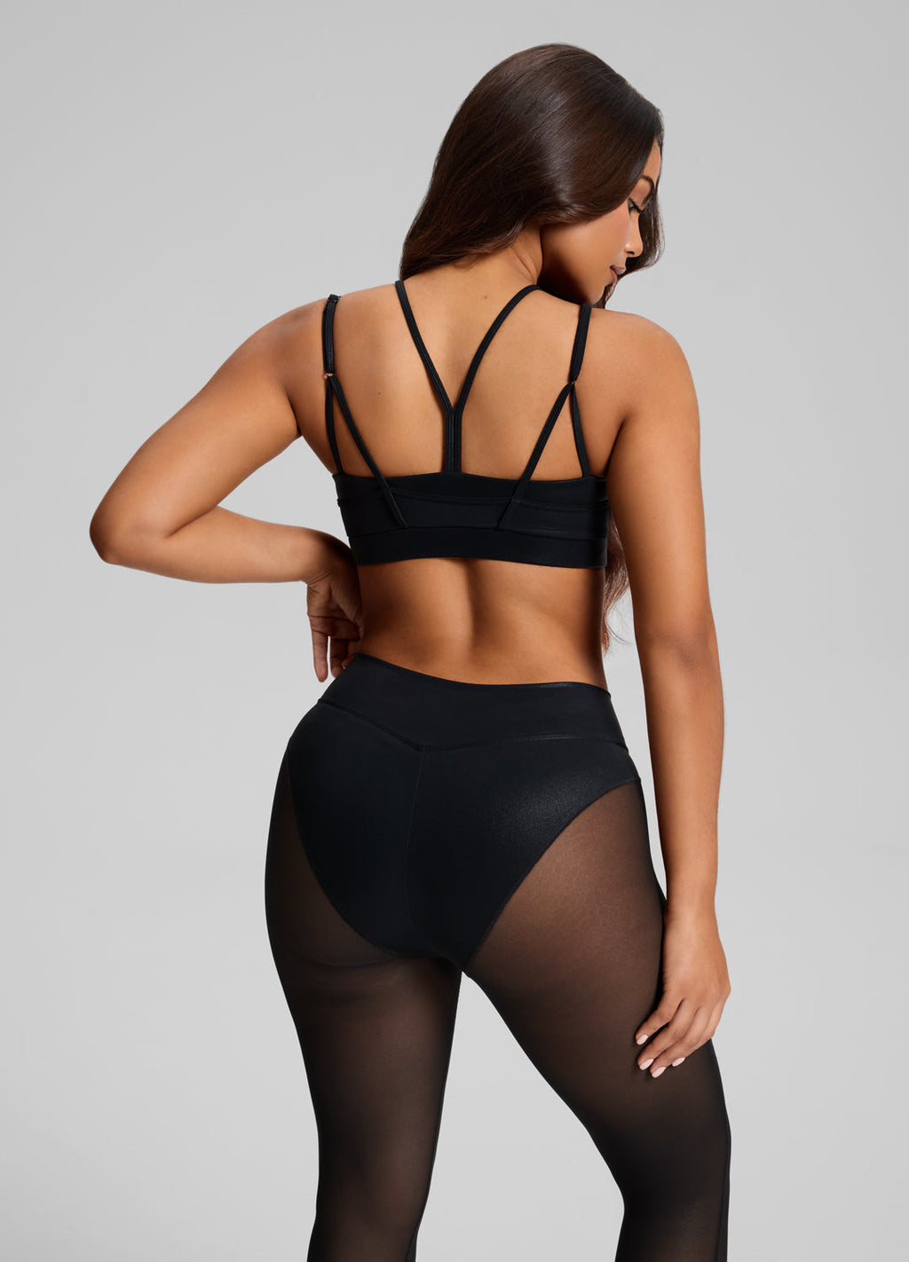 Sculpt Mesh Panel High-Neck Top