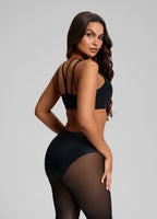 Sculpt Mesh Panel High-Neck Top