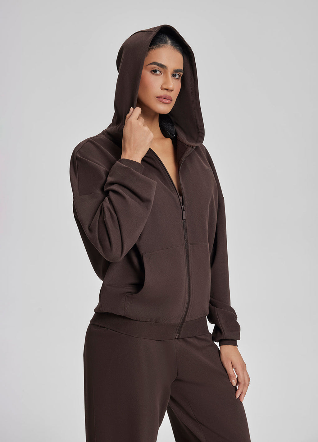 Relaxed Oversized Full Zipper Kangaroo Pockets Soft Hoodie