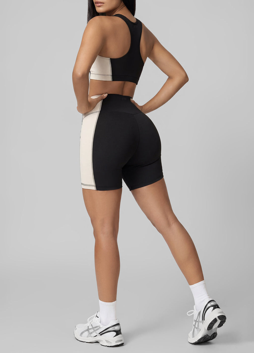 Two-Tone High-Waisted Shorts