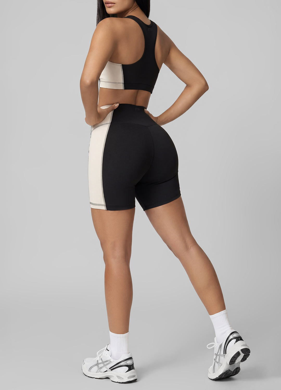 Two-Tone High-Waisted Shorts