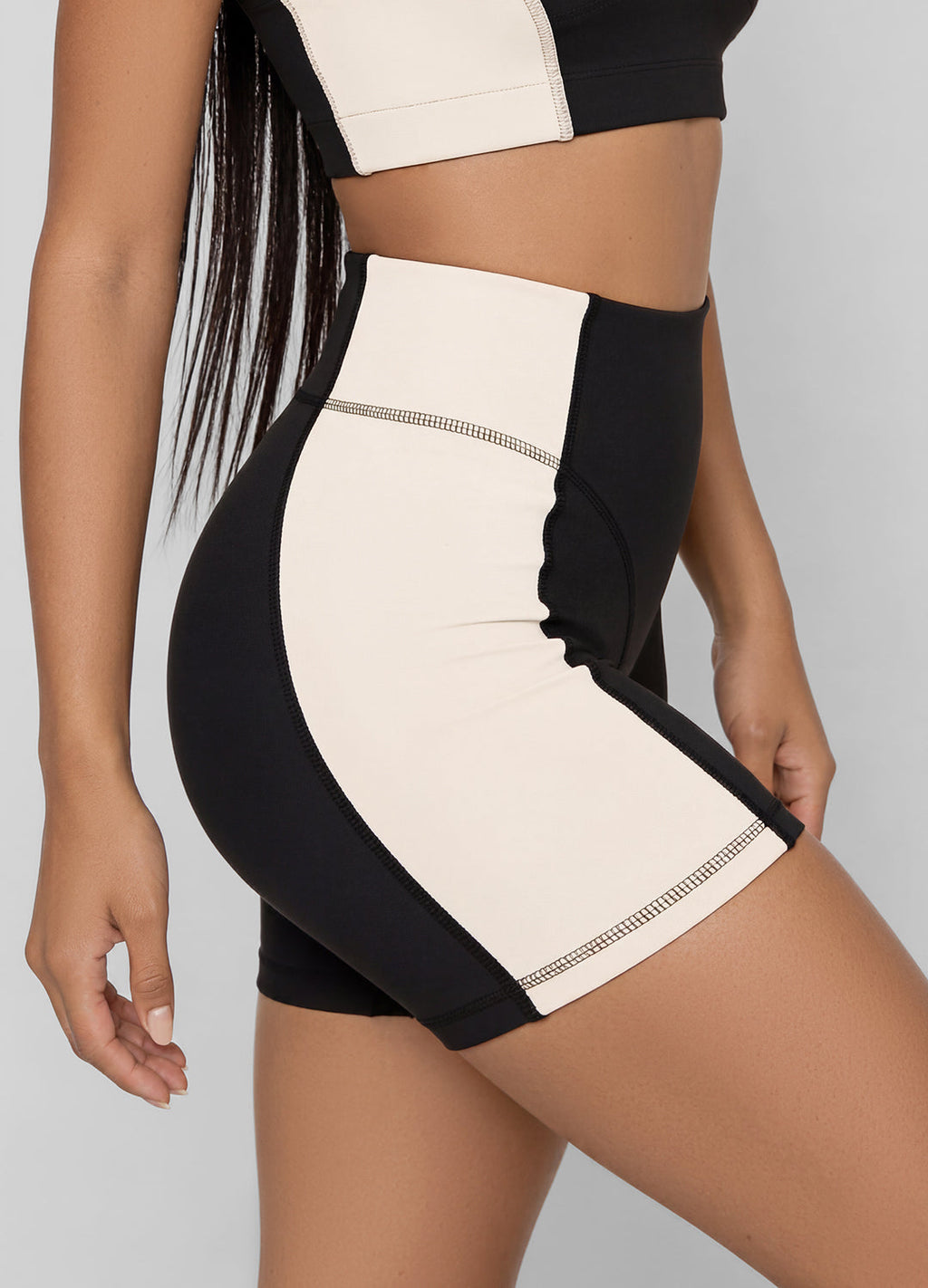 Two-Tone High-Waisted Shorts