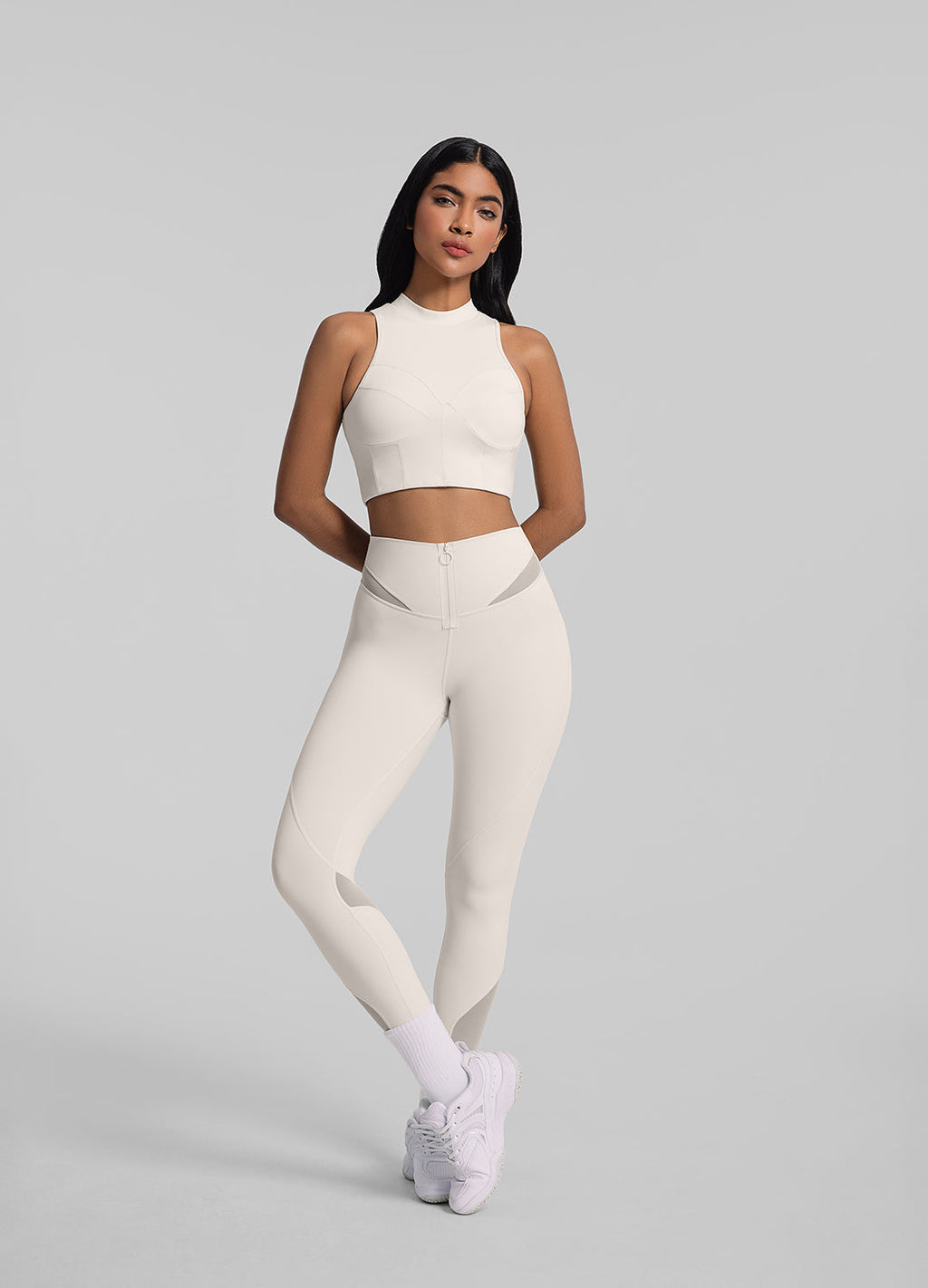 Zip Front Mesh Leggings