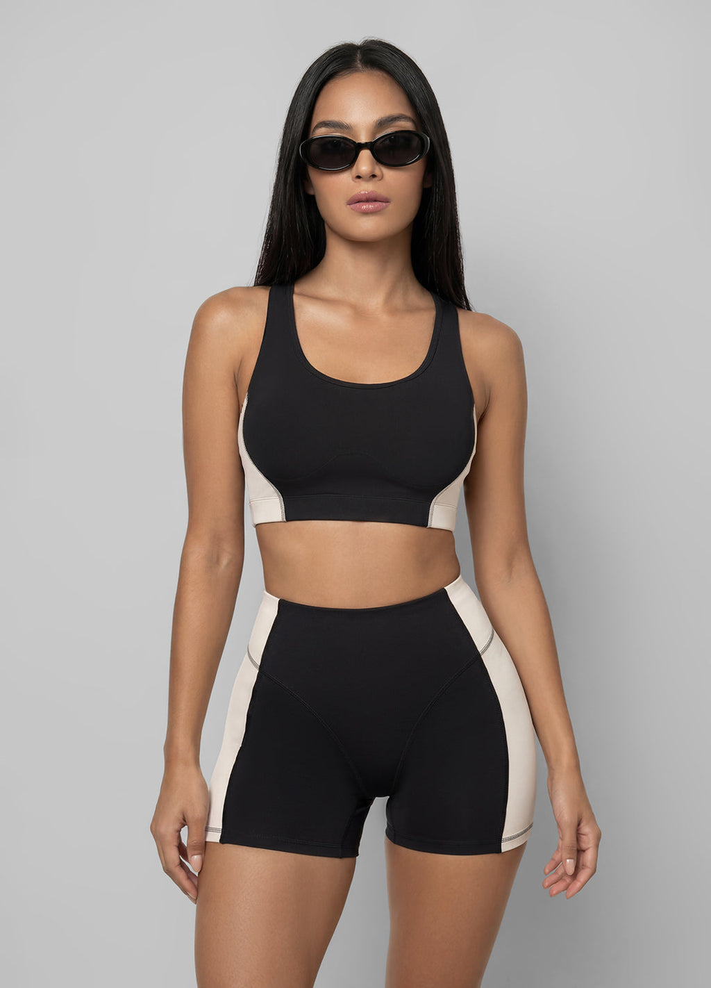 Two-Tone High-Waisted Shorts