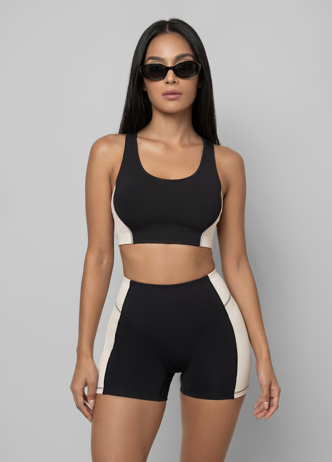 Two-Tone High-Waisted Shorts