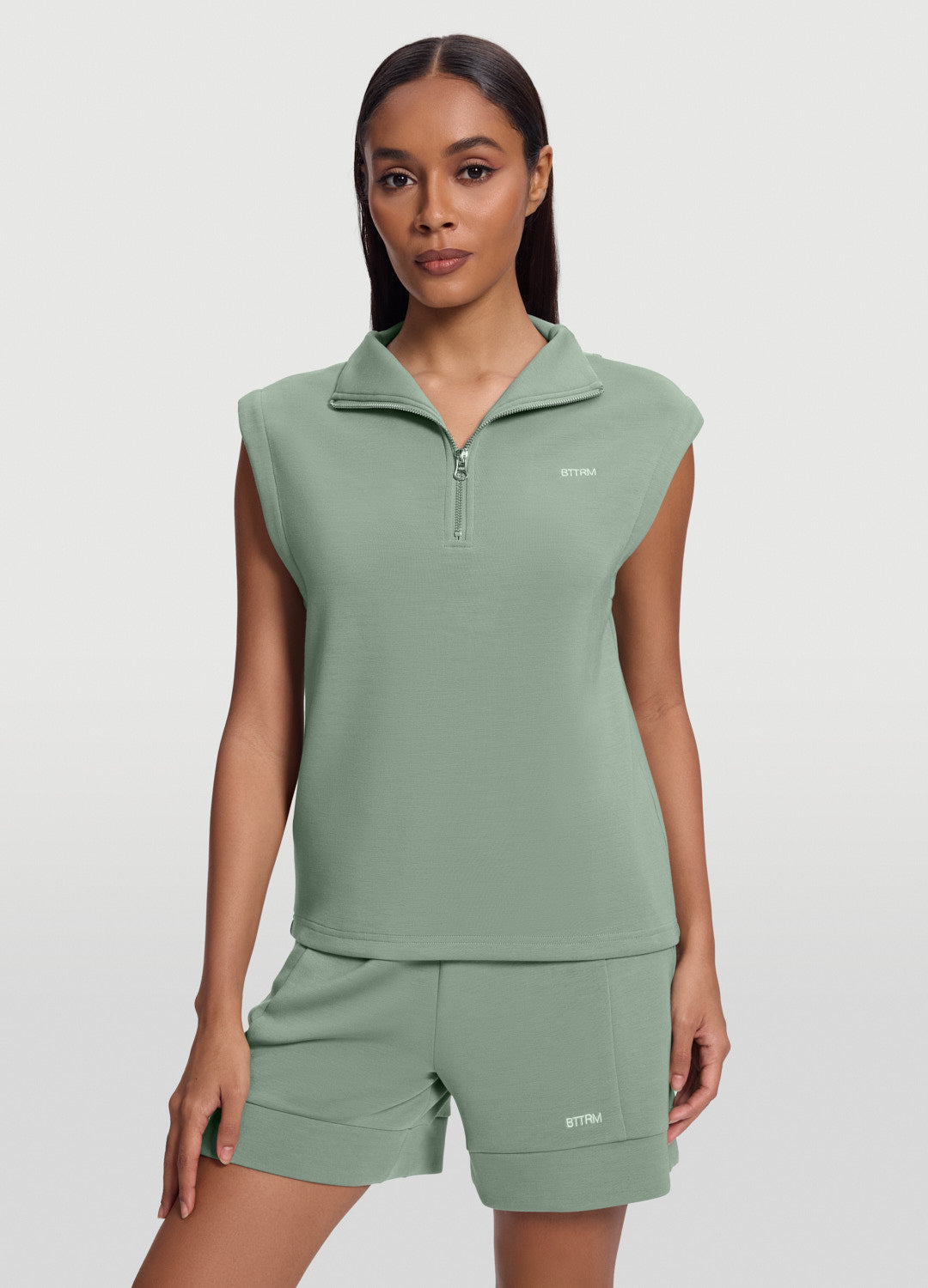 Sleeveless Half-Zip Sweatshirt