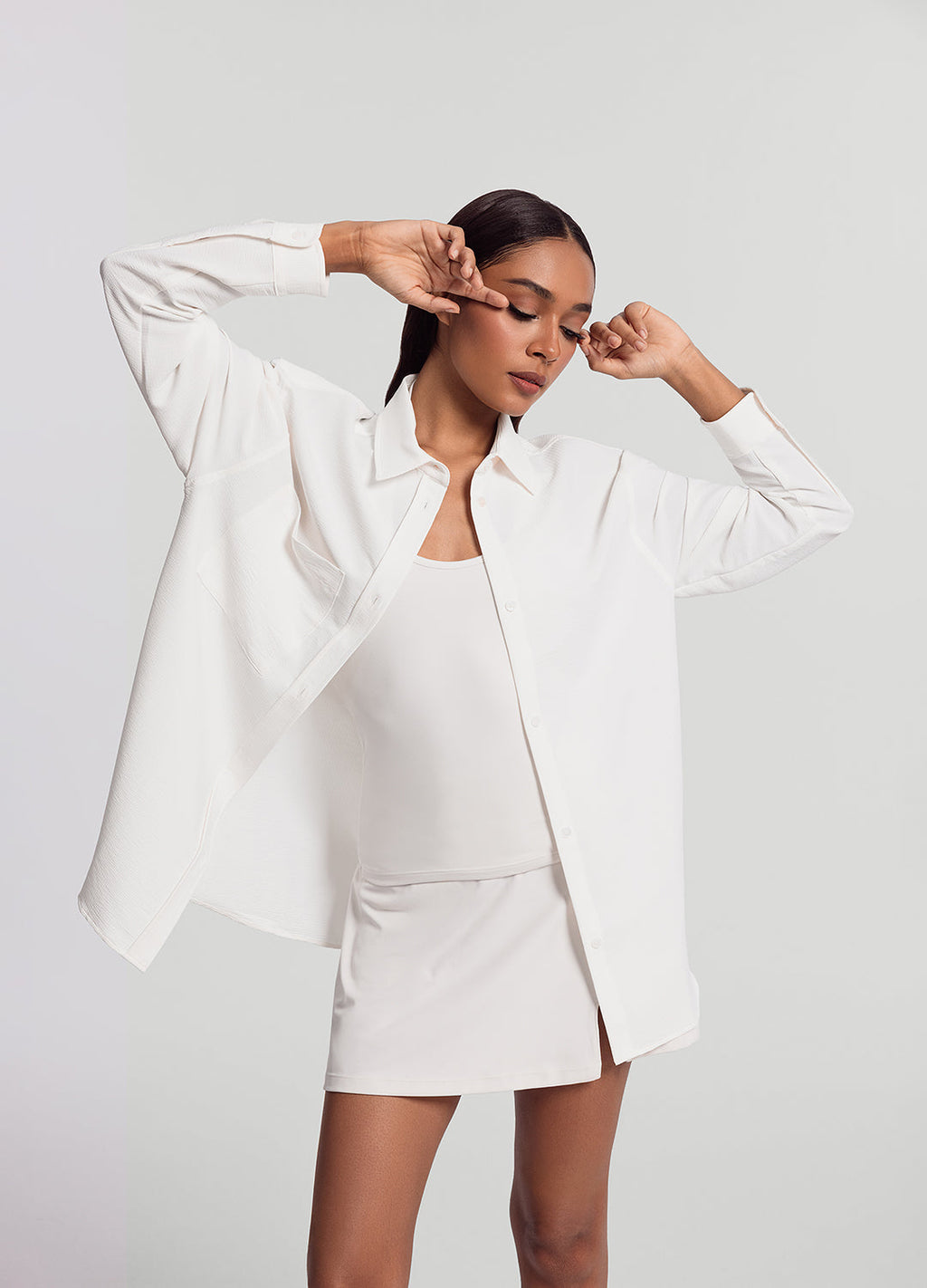 Textured Oversized Button-Up Shirt