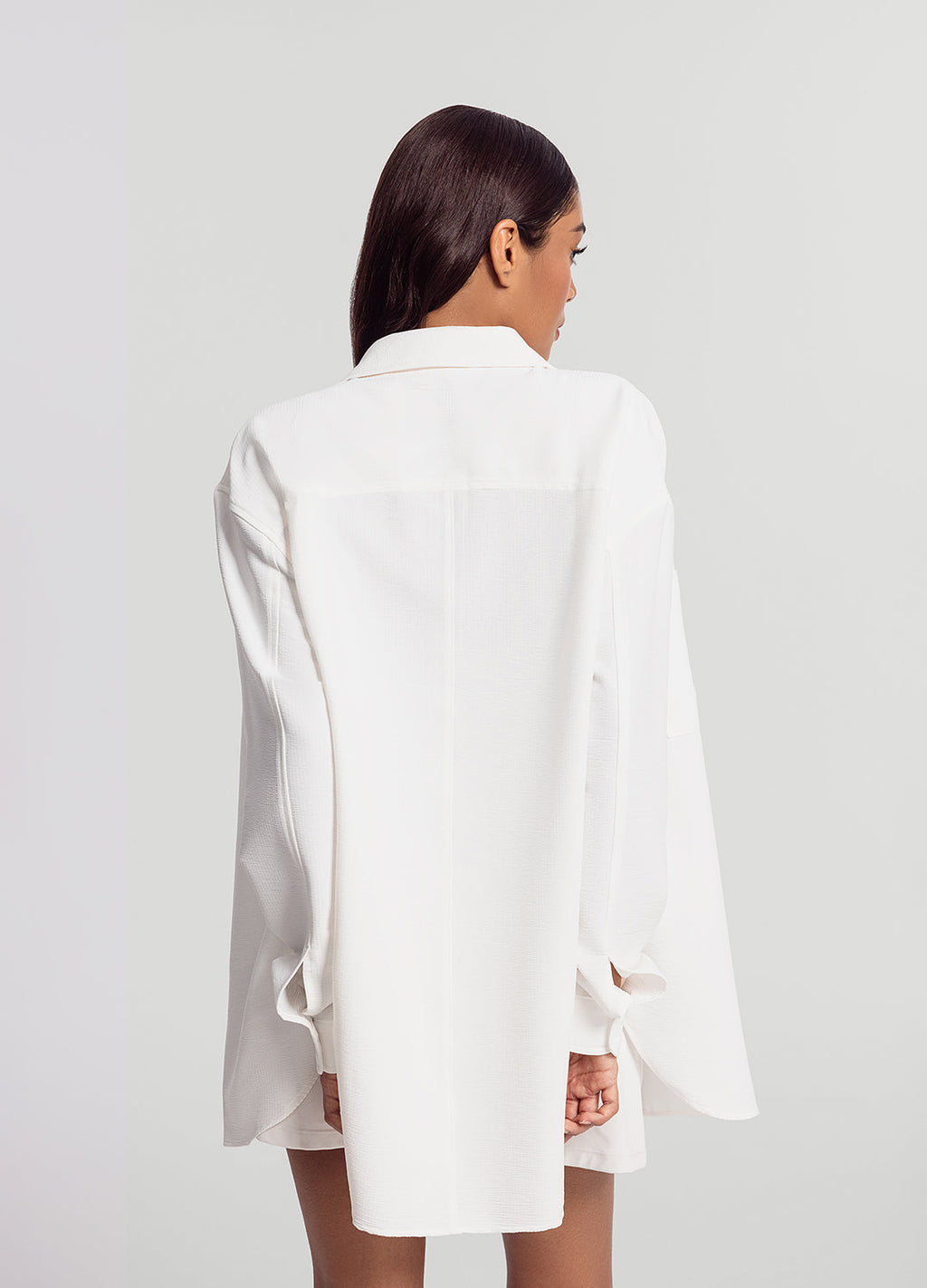 Textured Oversized Button-Up Shirt
