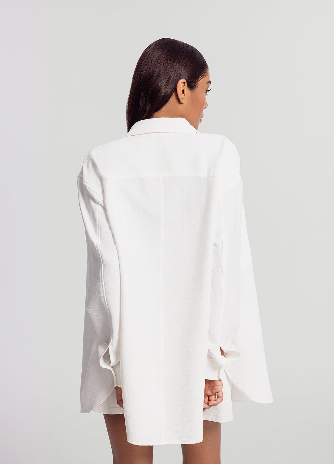 Textured Oversized Button-Up Shirt