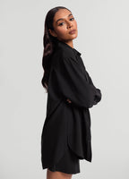 Textured Oversized Button-Up Shirt