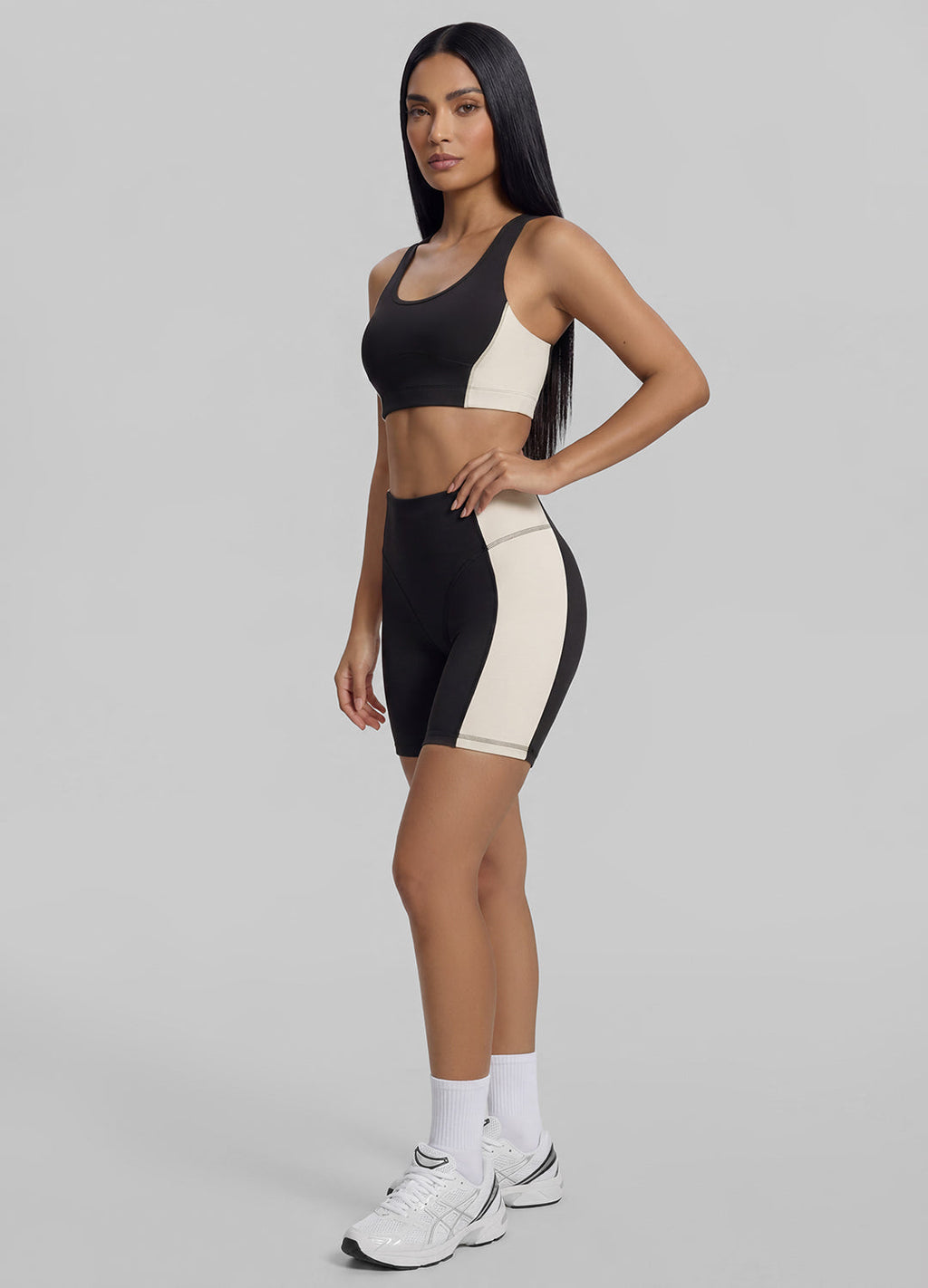 Two-Tone High-Waisted Shorts