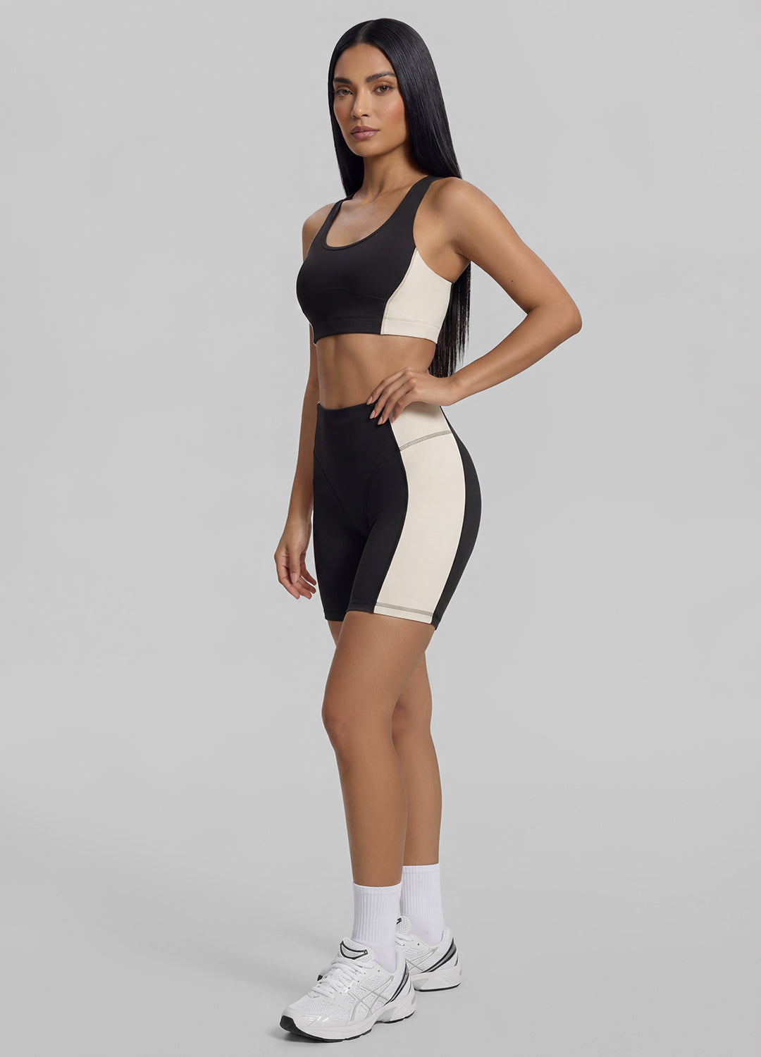 Two-Tone High-Waisted Shorts