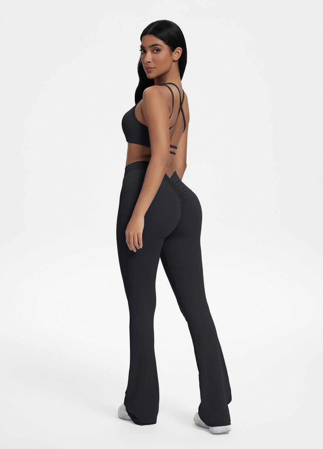 Scrunch Back Flared Leggings