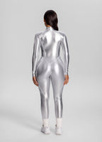 Shiny Steel Closed-Back Catsuit
