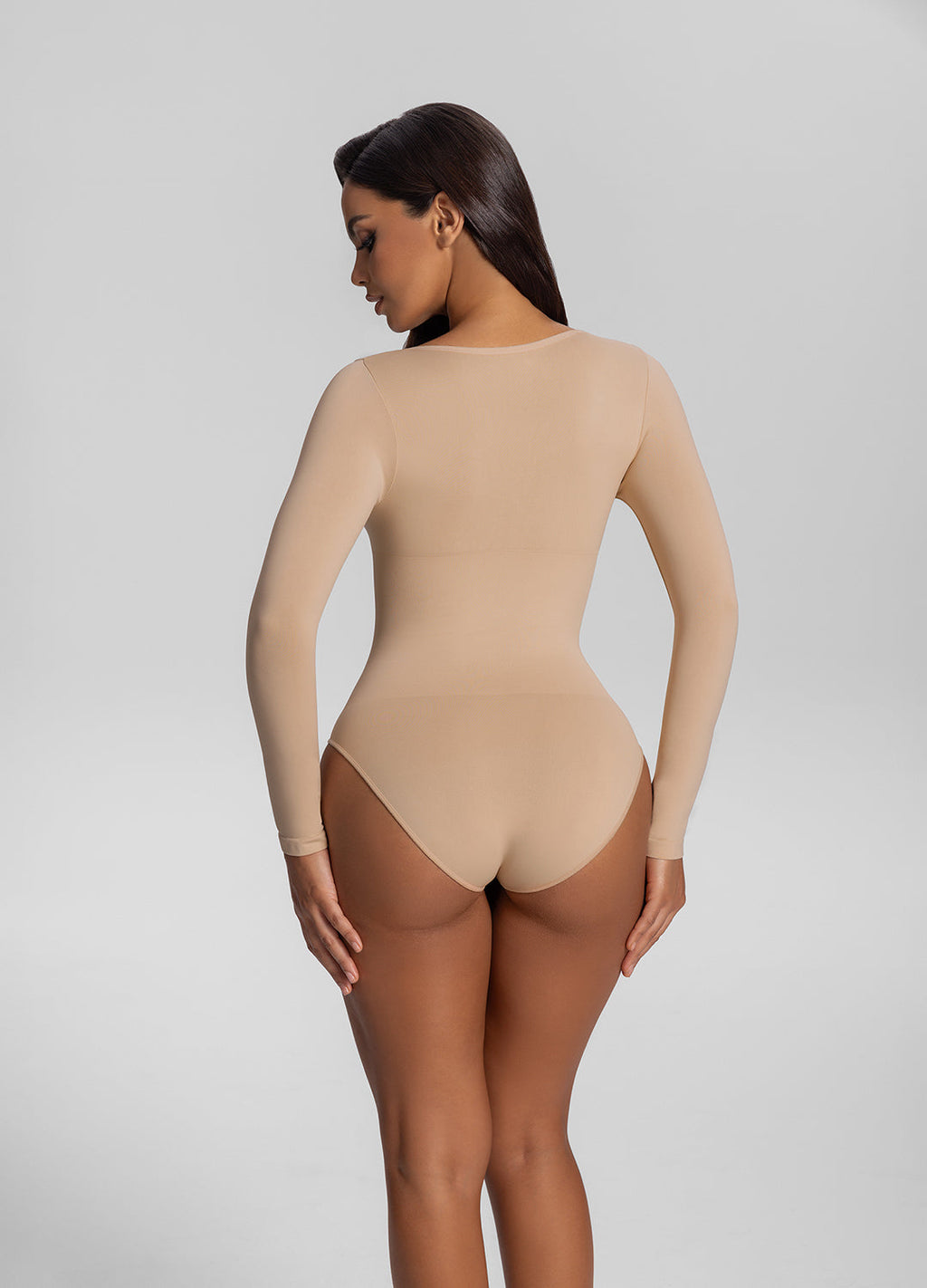 Seamless Long Sleeve Tummy-Control Full Body Shaper Bodysu…
