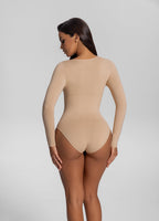 Seamless Long Sleeve Tummy-Control Full Body Shaper Bodysu…