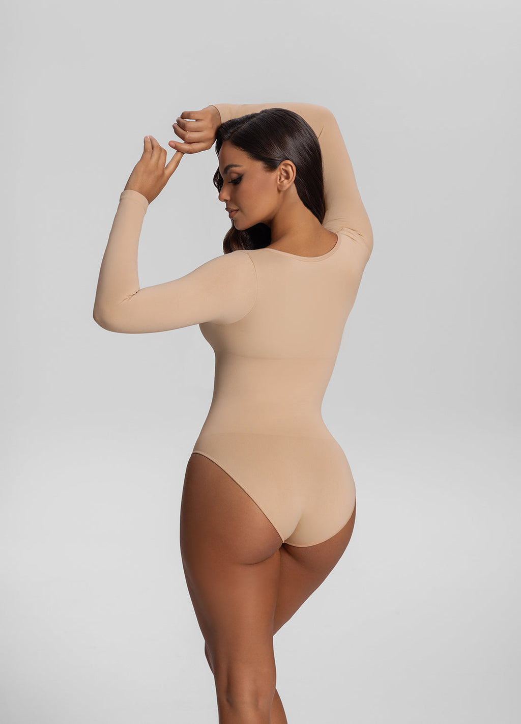 Seamless Long Sleeve Tummy-Control Full Body Shaper Bodysu…