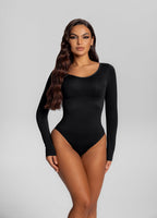 Seamless Long Sleeve Tummy-Control Full Body Shaper Bodysu…