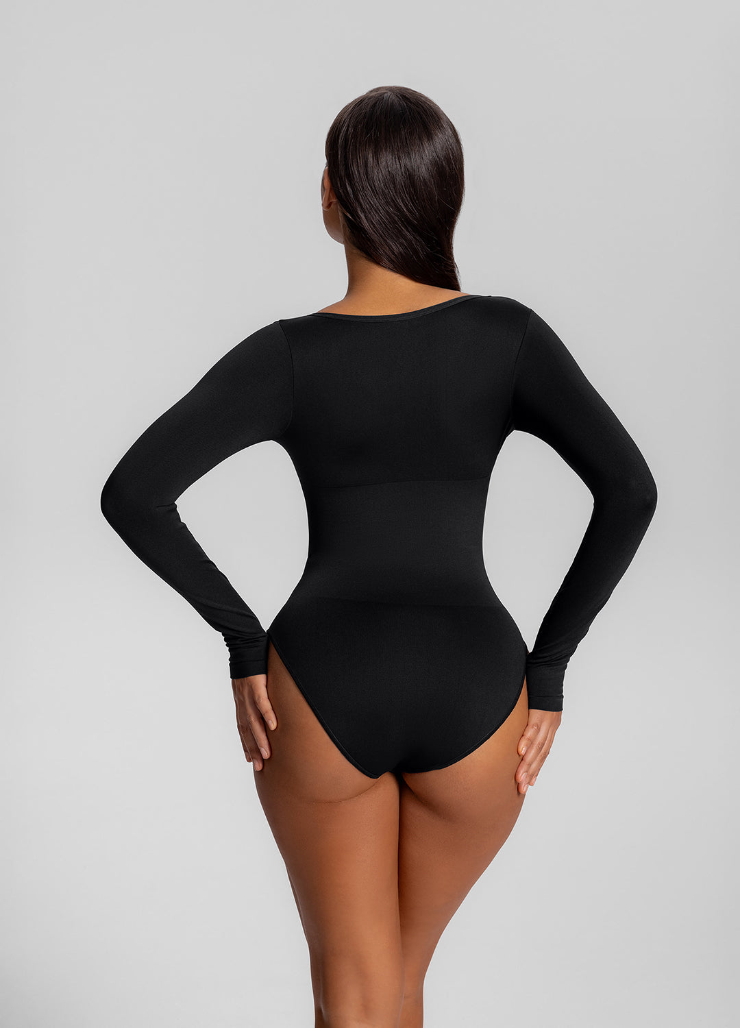 Seamless Long Sleeve Tummy-Control Full Body Shaper Bodysu…