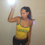 Hot Sexy Brazil Streetwear Sling Yellow Crop Top For Women Girl Casual Clothes Elastic Camis Sleeveless Backless Short Tank Tops
