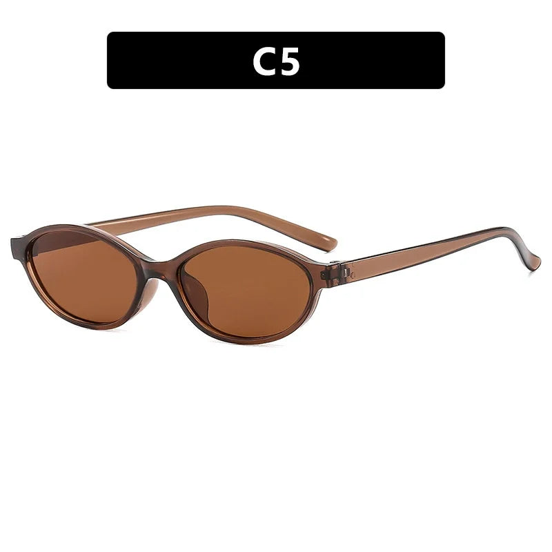 Retro Oval Frame Sunglasses Fashion Personalized Trendy Small Frame Sun Glasses Punk Cat Eyes Sunshade Sun Protection Eyewear
