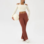 Women Sexy Off Shoulder Yoga Top Long Sleeve Gym Running Top Solid Quick-Dry Sport Workout Shirt